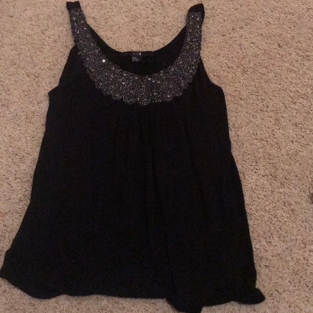 Black sparkle neck line tank